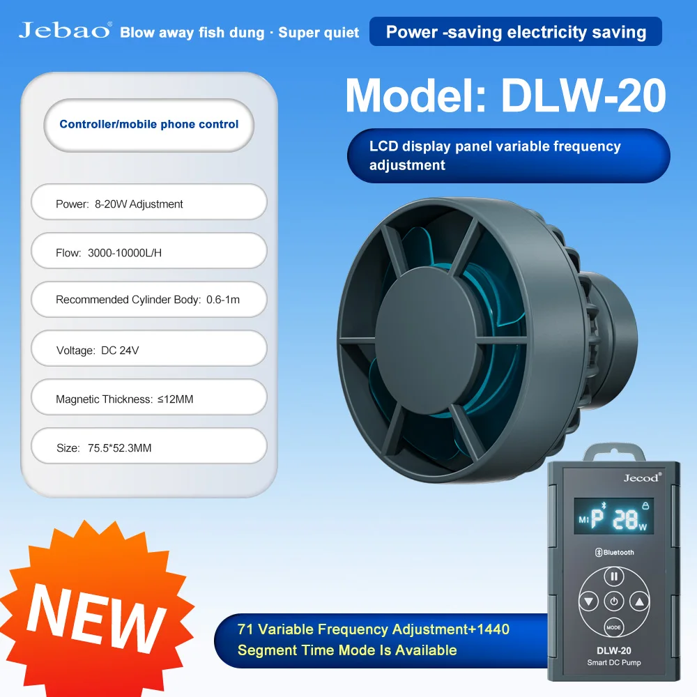 Jebao Jecod 2024 Dlw Serie Bluetooth Wave Pomp Voor Aquarium App Controle Dc Zoutwater Aquarium Intelligente Mute Waterpomp
