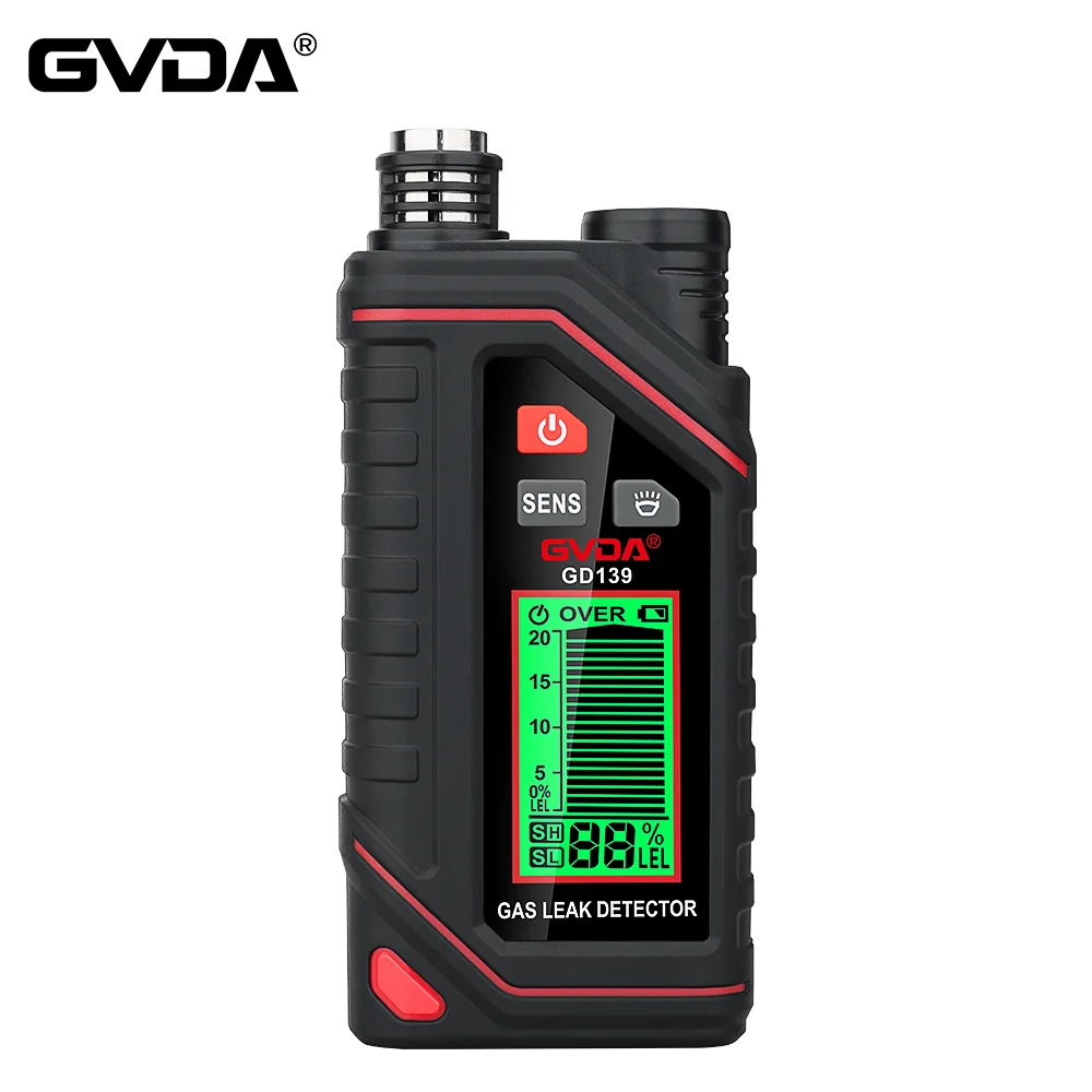 GVDA Gas Leak Detector Natural Smoke Analyzer Carbon Dioxide Combustible Methane Propane Gas Leak Tester with Extendable Probe
