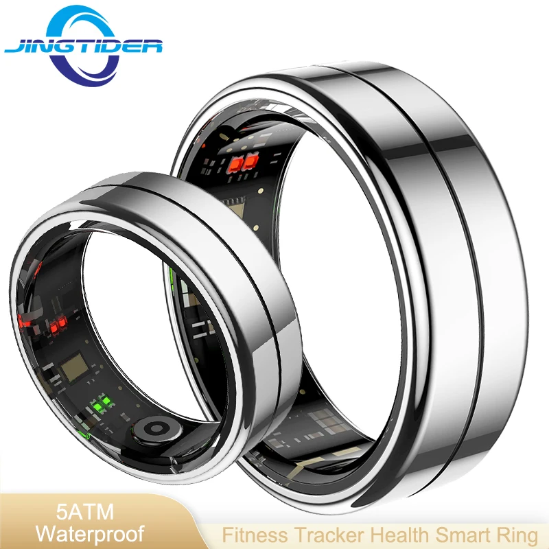 R04 Stainless Steel Smart Ring 5ATM Waterproof Swimming Health Tracker Lightweight Heart Rate Blood Oxygen Monitor Finger Ring
