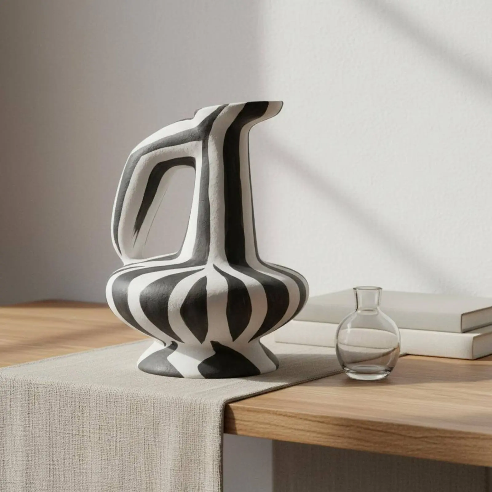 

Ceramic Vase Nordic Design Abstract Vase Home Decor Artistic Shape Handmade Texture for Living Room, Shelf
