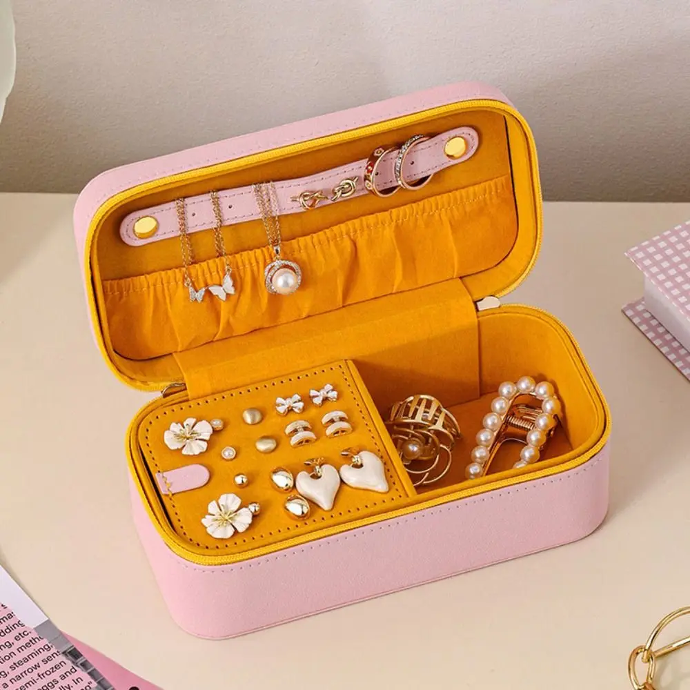

Portable Large Capacity Jewelry Box Multi-grids Hand-held Jewelry Storage Case with Cover Dust-proof Necklace Storage Box Home