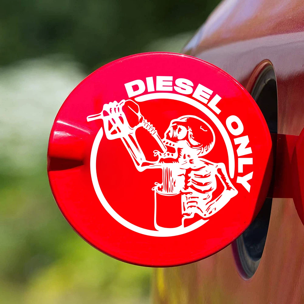 Diesel Only Skeleton Skull Car Sticker Decal for Fuel Tank Cap 4x4 Offroad Truck Auto Vehicle Vinyl Decor