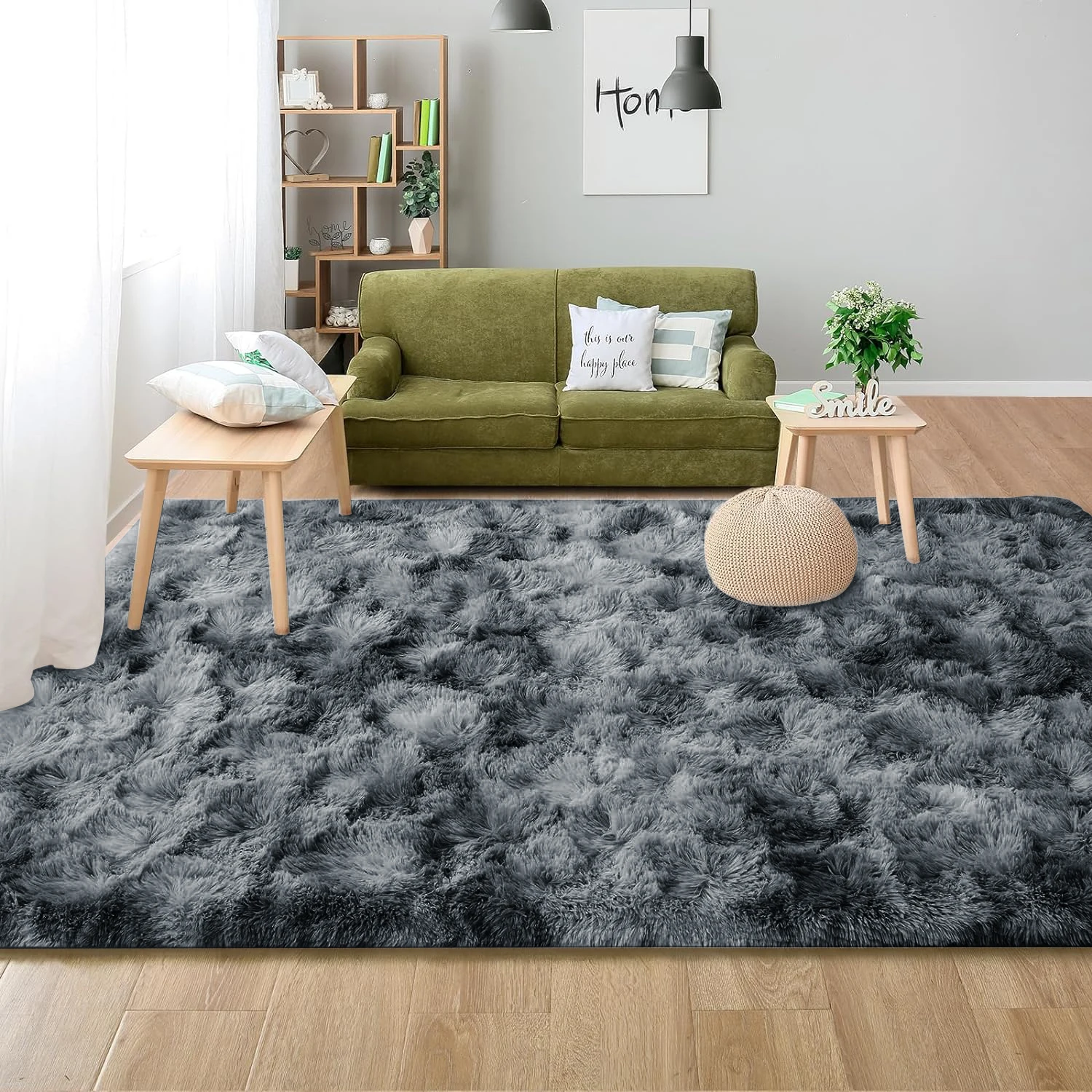 Teppiche, 160 x 230 cm, 120 x 160 cm, weiche, flauschige Teppiche für Schlafzimmer, Wohnzimmer, Wohnheim, Kinderzimmer, waschbarer Teppich, rutschfester, zotteliger Teppich – Detail 8