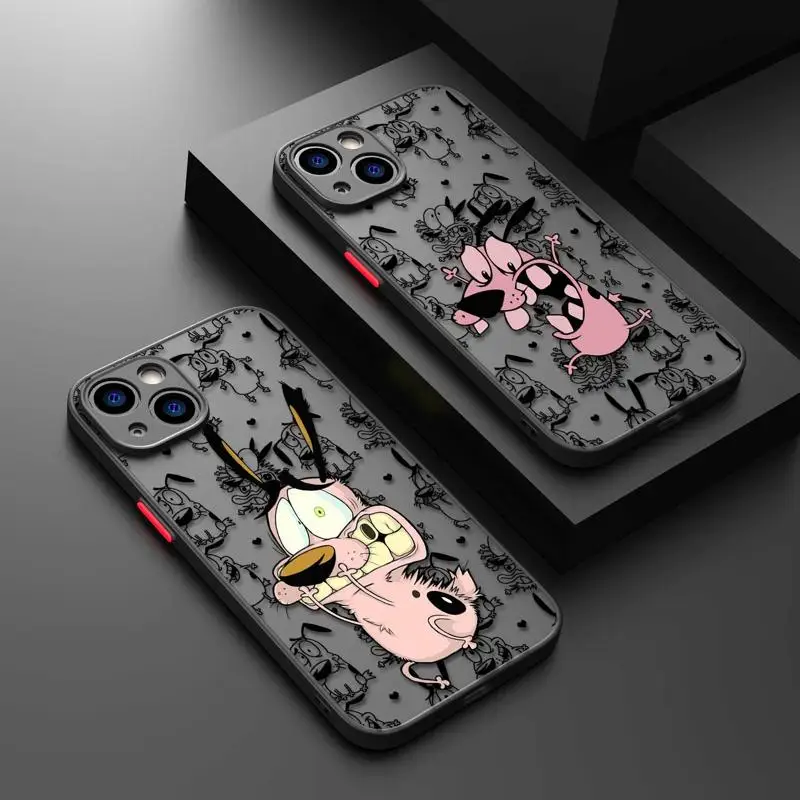 Comics Courage The Cowardly-Dog Phone Case For iPhone 15 14 11 Pro Max 13 12 Mini XR X SE 7 8 6 6S Plus Hard Matte Shell