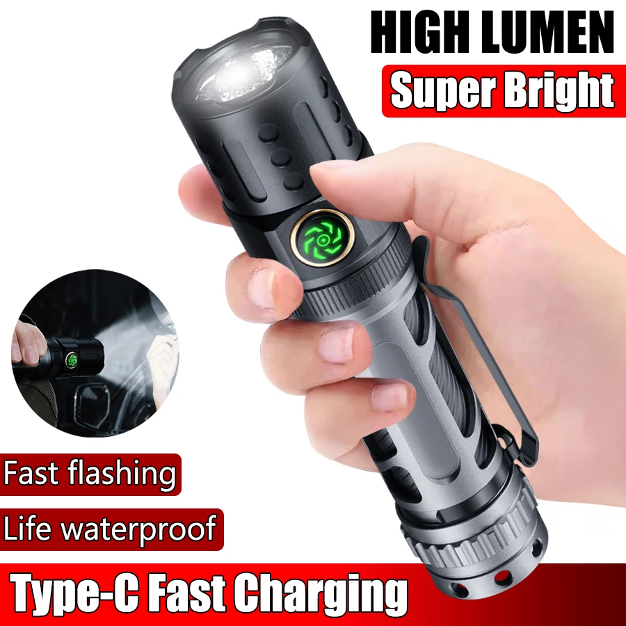 

Heinast A6 Tactical Led Flashlights 1000LM Type C Rechargeable 18650 Battery Powerful Outdoor Lighting High Power Lanterns Torch