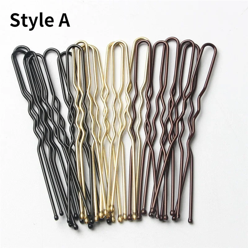 5/6/7cm Alloy Bobby Pins Barrettes U Shaped Metal Hair Pins Waved Hair Clips Bridal Hair Pins Hair Styling Tools Black 50Pcs/Bag