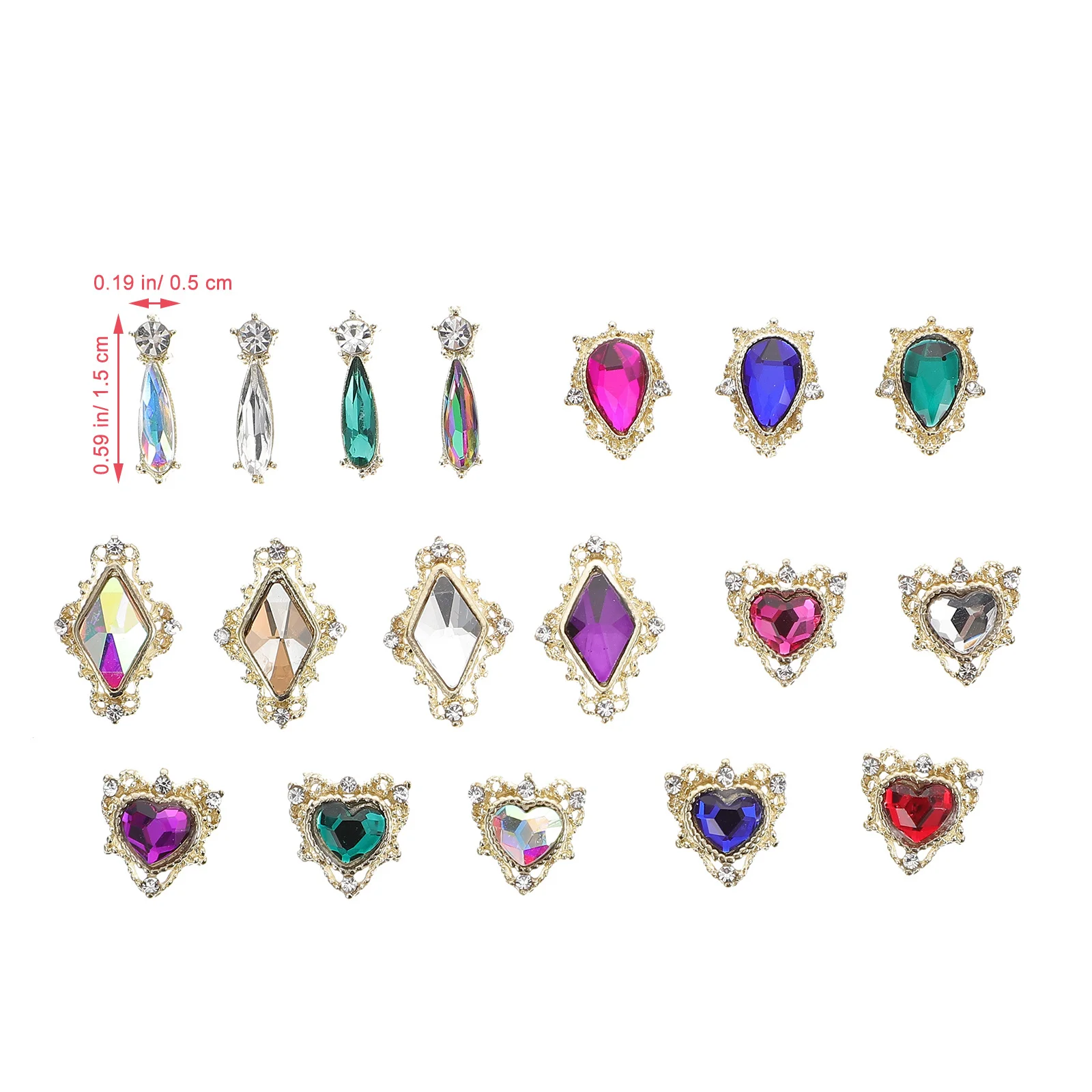 

54Pcs Nail Charms Decorative Accessories Chic Alloy Glass Diamond DIY Manicure Small Decors Creative Nail Art Supplies