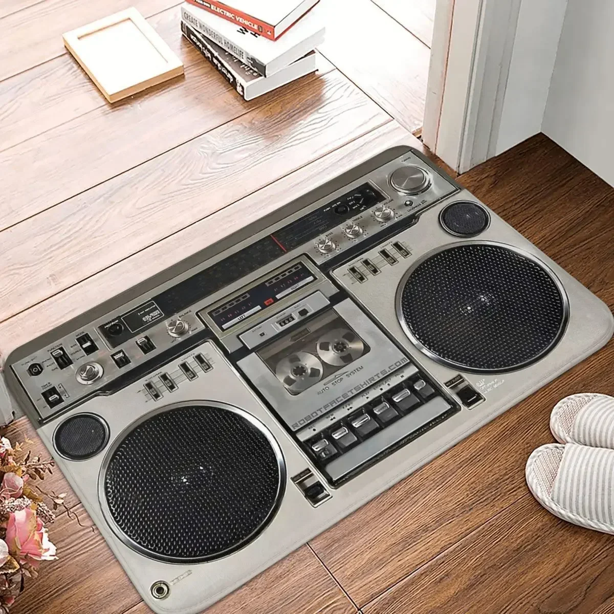 Retro Non-Slip Carpet Vintage 80s Boombox Ghettoblaster Doormat Bedroom Bathroom Mat Entrance Door Home Rug