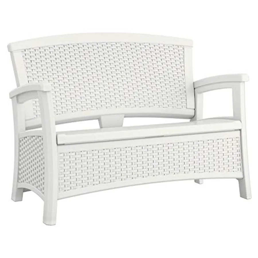 

Elements Stylish Lightweight Loveseat Outdoor Seating with Convenient Built in Universal Storage, and All Weather Resin