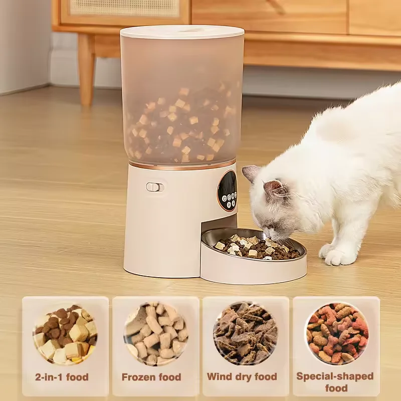 Round Automatic Pet Feeder, Smart Timer, Luxury Fashion Design, Dog and Cat