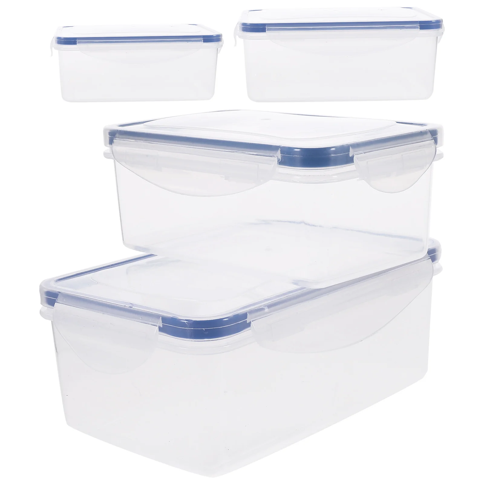 

4pcs Food Containers 1000ml 550ml Transparent Microwave Dishwasher Safe Lids Travel Camping Picnic Storage Kitchen