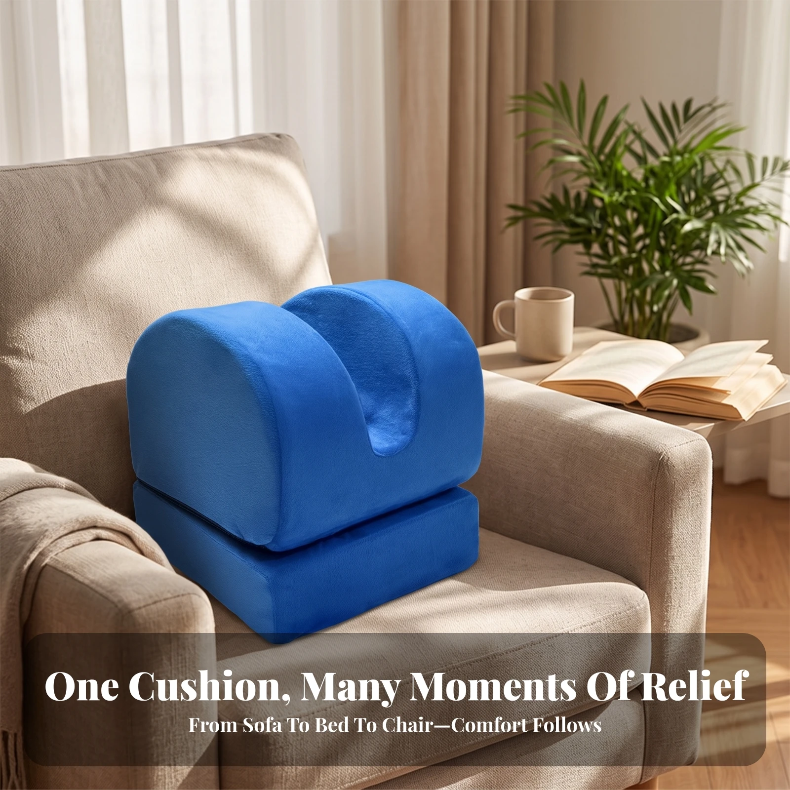 Leg Elevation Cushion Machine Washable Ankle Elevation Pillow U-Shaped Ankle Cushion Stable for Post-Surgery Patients, Bed, Sofa