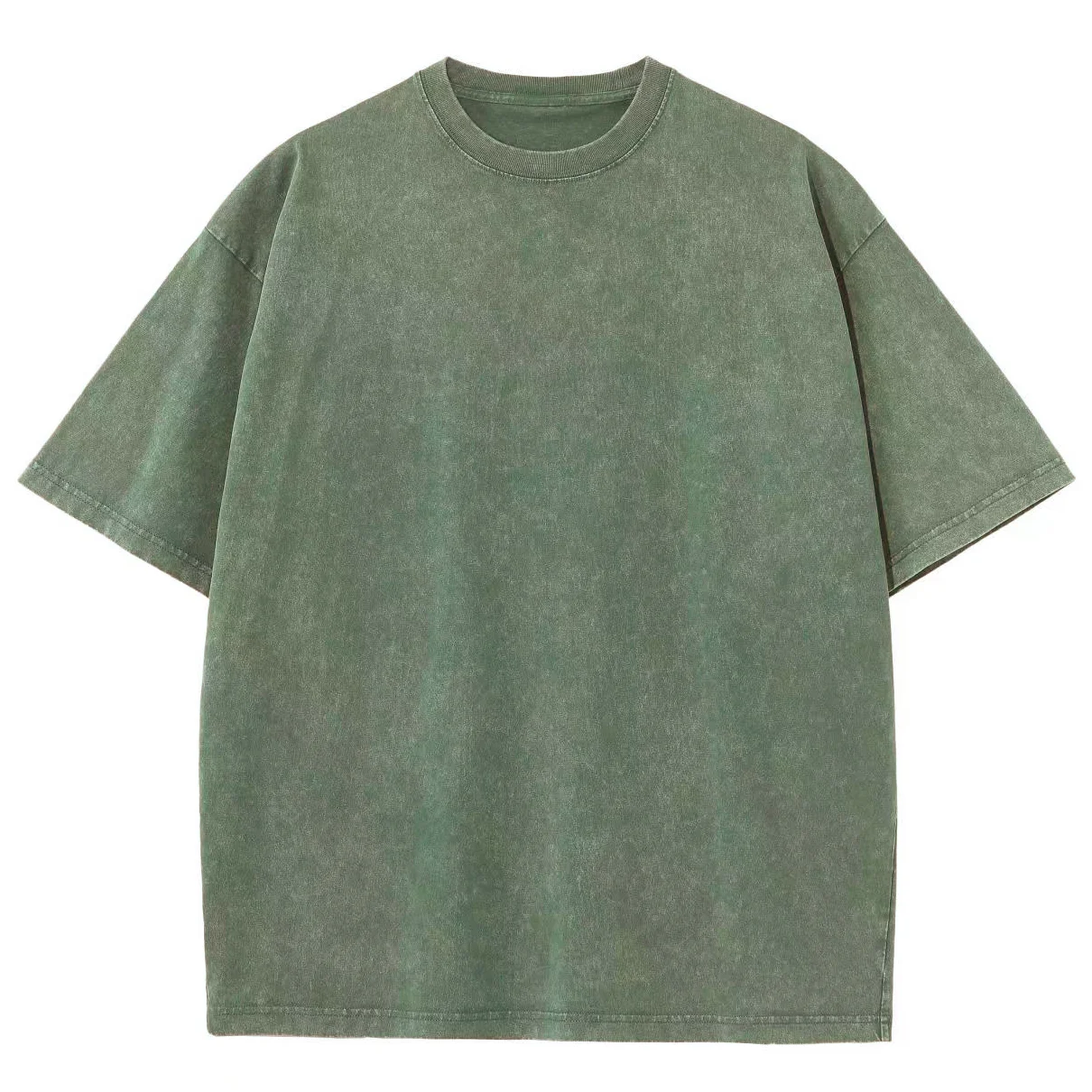 Color Three-Dimensional Letter Print T-Shirt High Gram Weight Washed Denim Neutral Style Round Neck Shoulder Short Sleeve