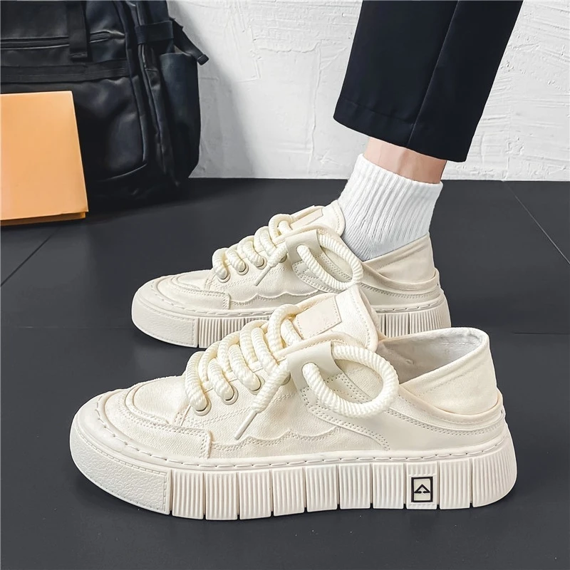

Men's Casual Shoes Canvas With Laces Height Increasing Male Shoe Classic Original Designer Luxury New In Retro Adults Sneakers