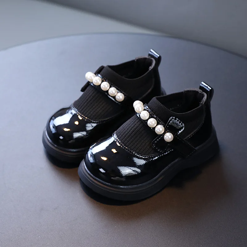 Girls Fashion Leather Shoes Sweet Kids Princess Shoes Round Toes Soft Bottom 2025 Autumn New Children Flats Versatile Non-slip
