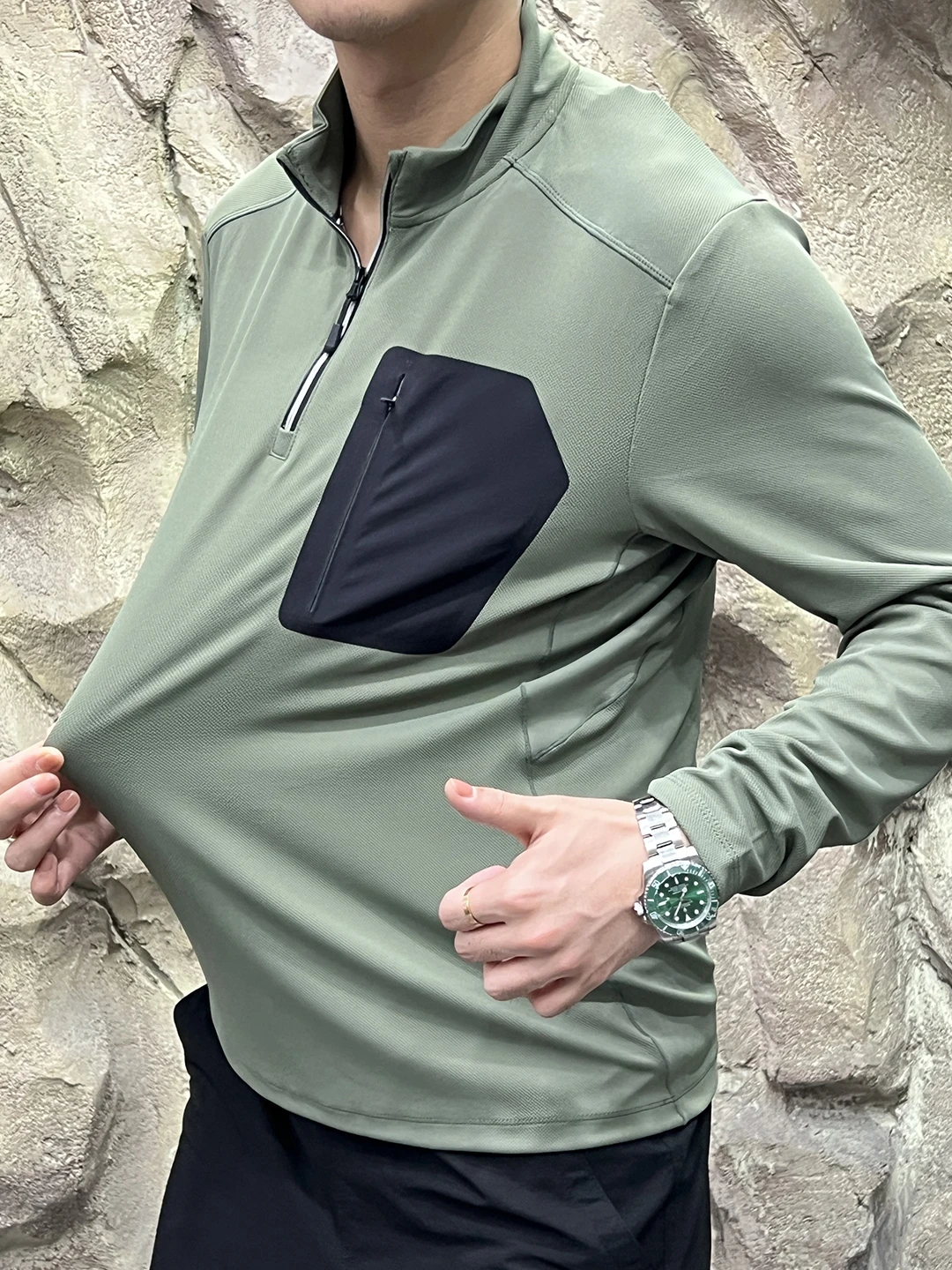 Outdoor Sports T-Shirt Functional Mesh Quick Dry Breathable Spring Autumn Men's Stand Collar Half Zip Casual Base Shirt