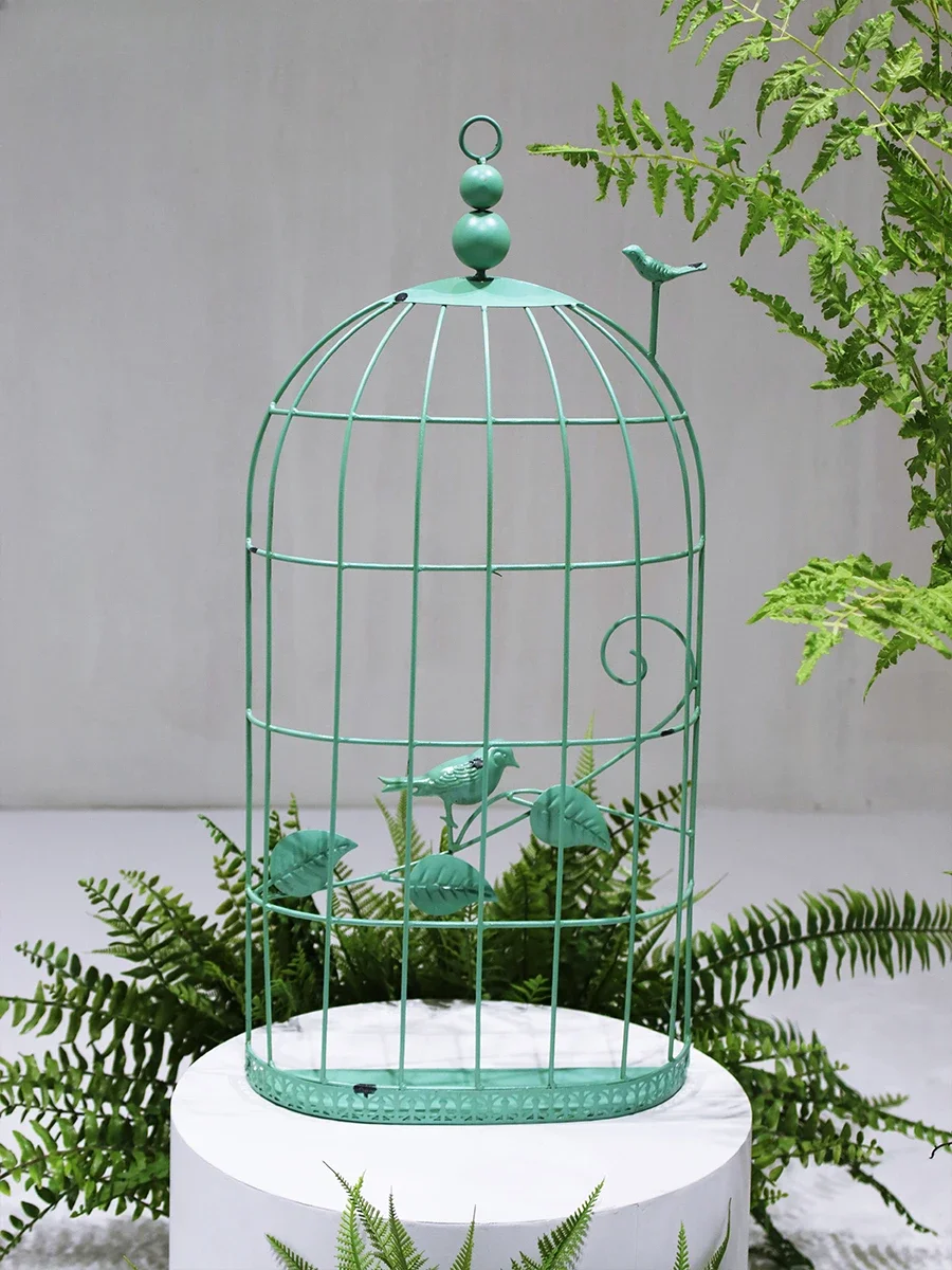 Creative wrought iron birdcage wall decoration