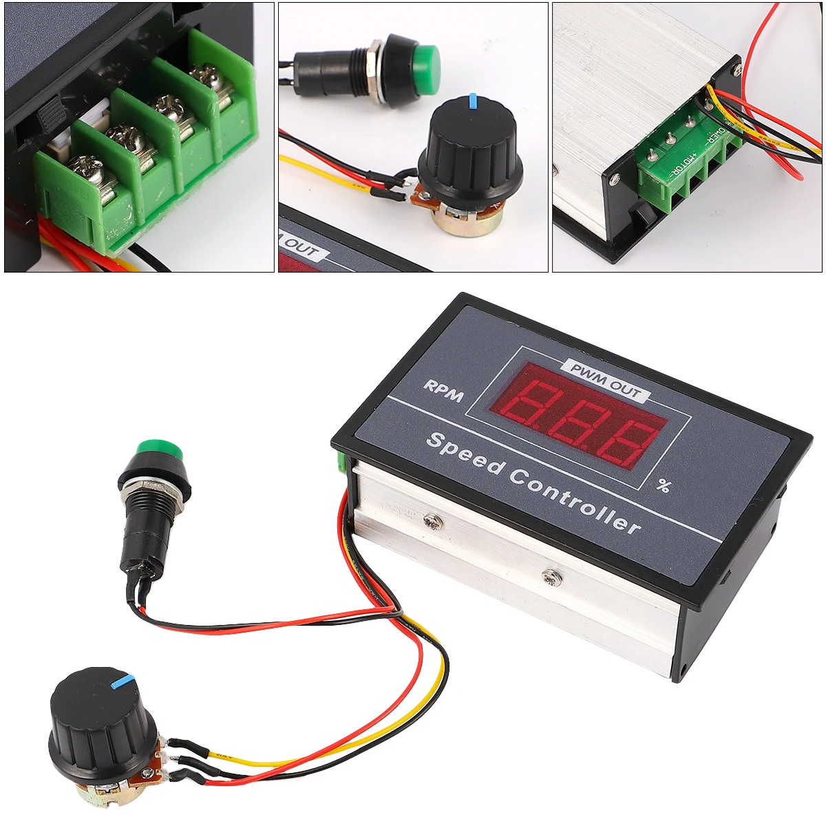 

Pwm Dc Motor Controller 6-60V Adjustable Speed Regulator 0-30A Led Display Screw Terminals Control Durable Wear