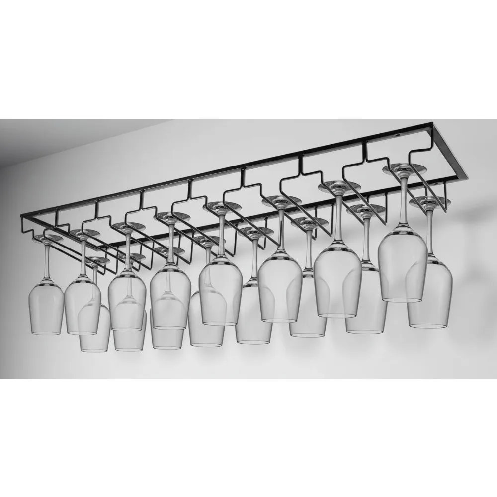 

8-Row Under Cabinet Wine Glass Rack, Large Metal Stemware Holder for Kitchen Bar Storage