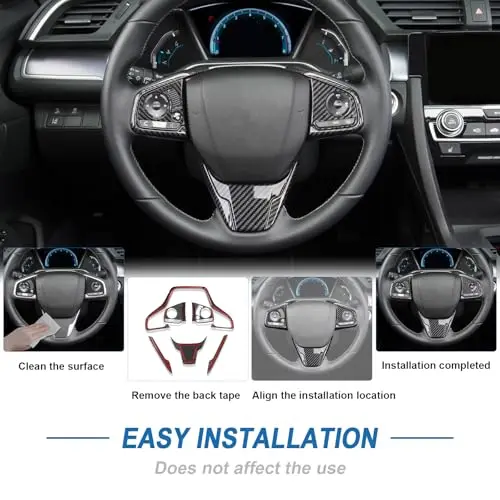 

Carbon Fiber Steering Wheel Trim For Honda Civic 10th Generation 2016–2021 Easy Fit Accessory