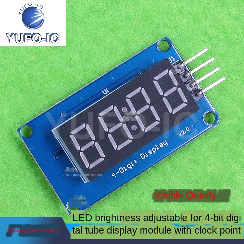 Free Ship 1PCS 4-Bit Digital Tube Display Module LED Brightness Adjustable Clock Point Building Blocks