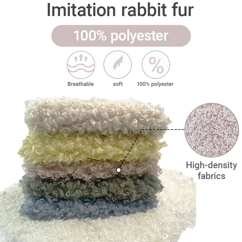 Lamb Curl Plush Fabric 100% Polyester Curly Fleece Material for DIY Doll Making Rugs Costumes Home Decor 160x50cm
