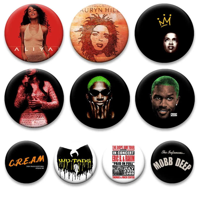 

Hip Hop Singer Round Badge Music Element Brooches Exquisite Creative Personal Style Pins for Backpack Accessories Jewelry Gifts