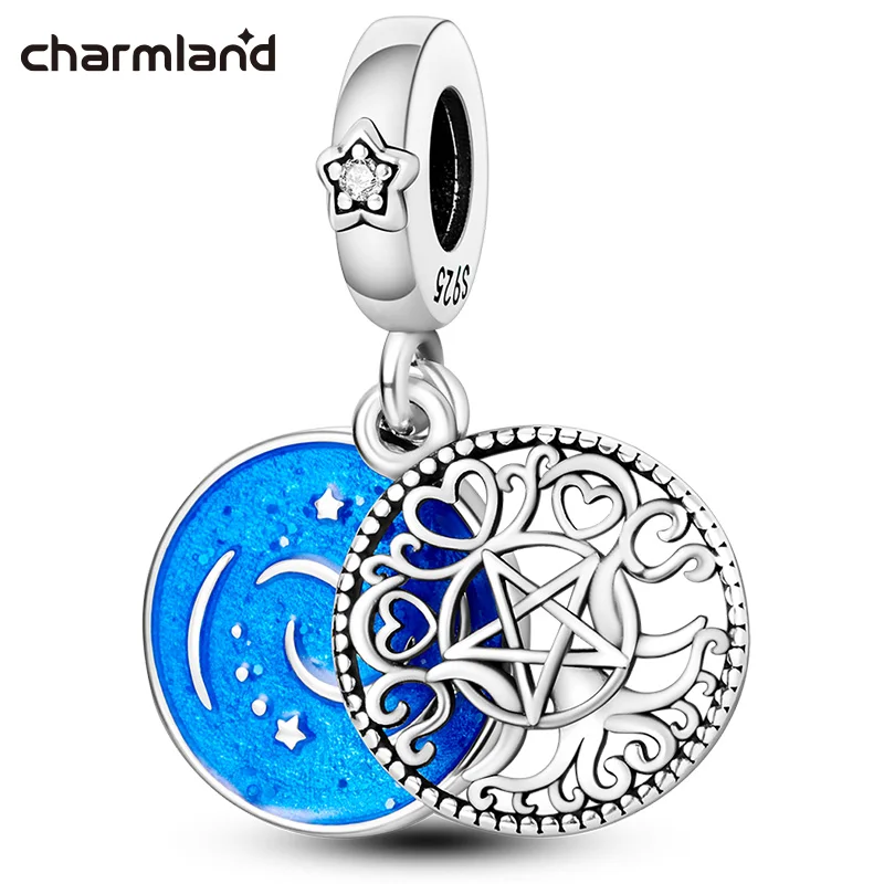 925 Sterling Silver Charms For Women Fits Original Bracelet Mystery Pentagram Pattern Zircon Fine Jewelry DIY Gifts