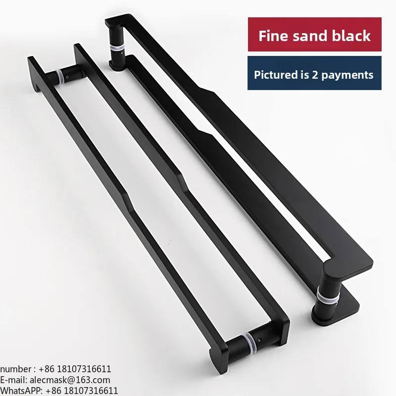 New Chinese pure black aluminum door handle with handrail