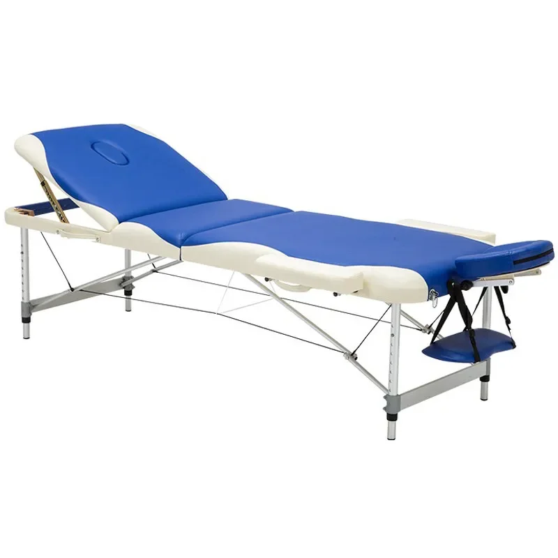 

Portable Foldable Furniture Tattoo Spa Tri-Fold Leather Metal Beauty Massage Table Bed With U Headrest Facial Patio