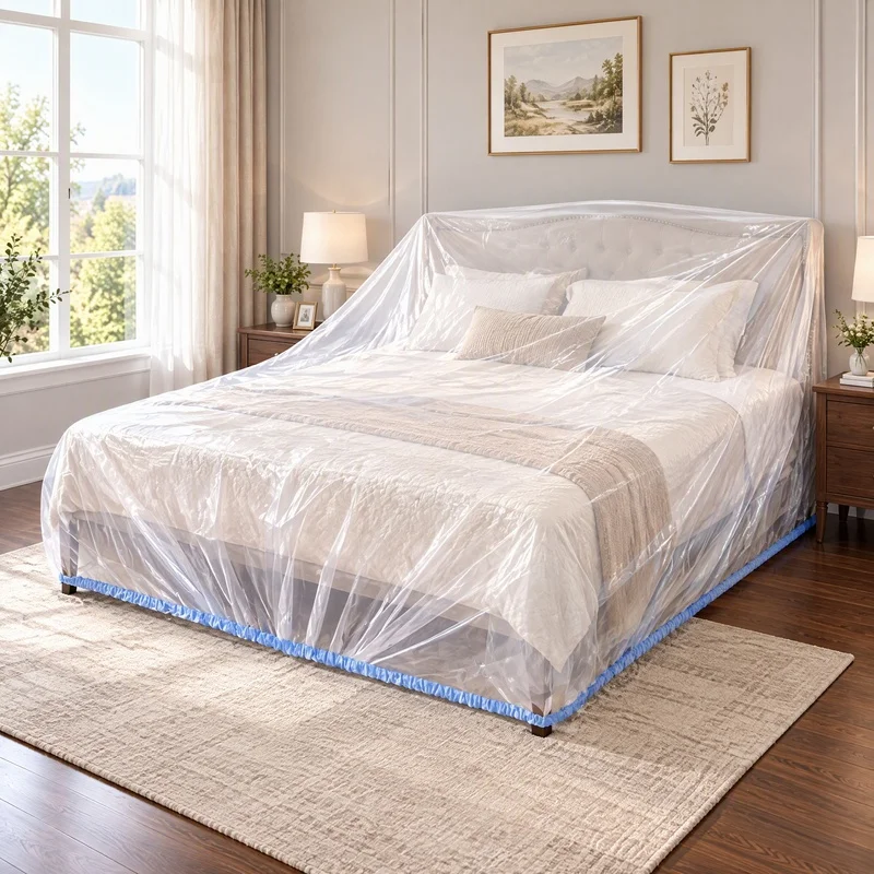 2 One Pack Fitted bed cover dust cover Thickened PE Transparent Dust-proof, dirt-resistant, and protective cover Mattress cover,