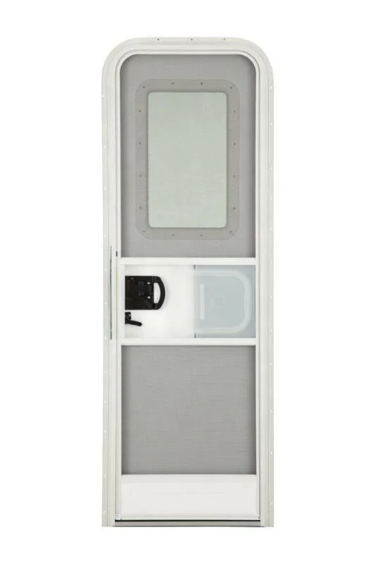 Magnetic Aluminum RV Screen Door with Fly Mesh, Entry Security Door for Camper Trailer Motorhome, European Hinge Design
