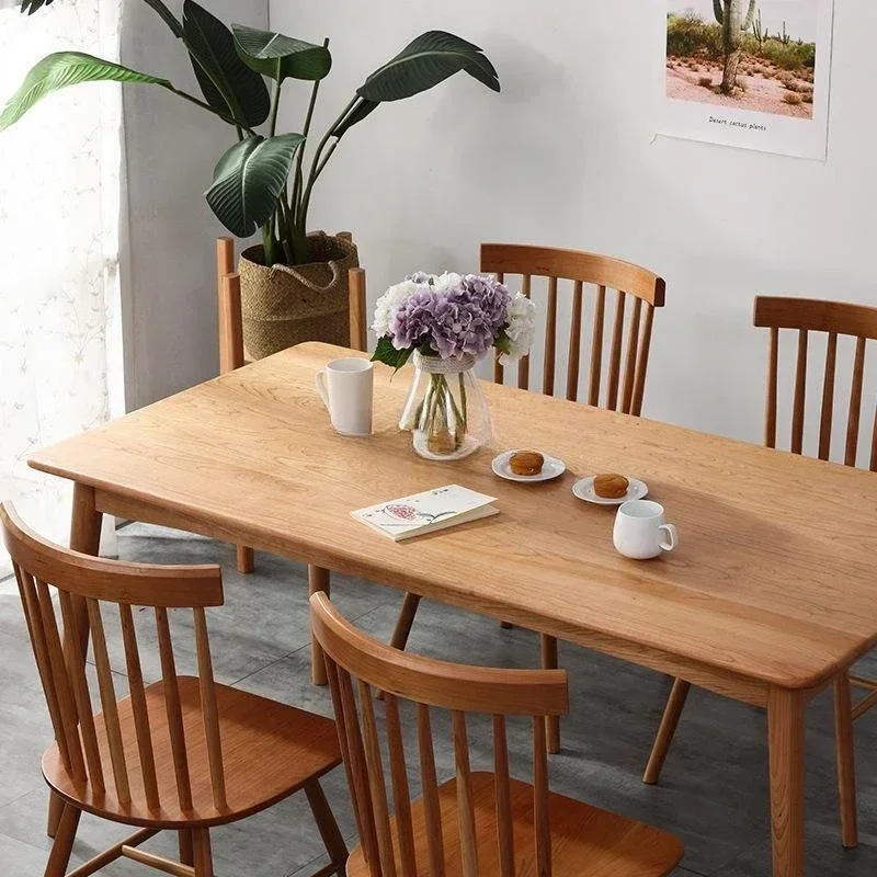 Nordic cherry wood dining table household small apartment all solid wood white oak table modern simple walnut dining table