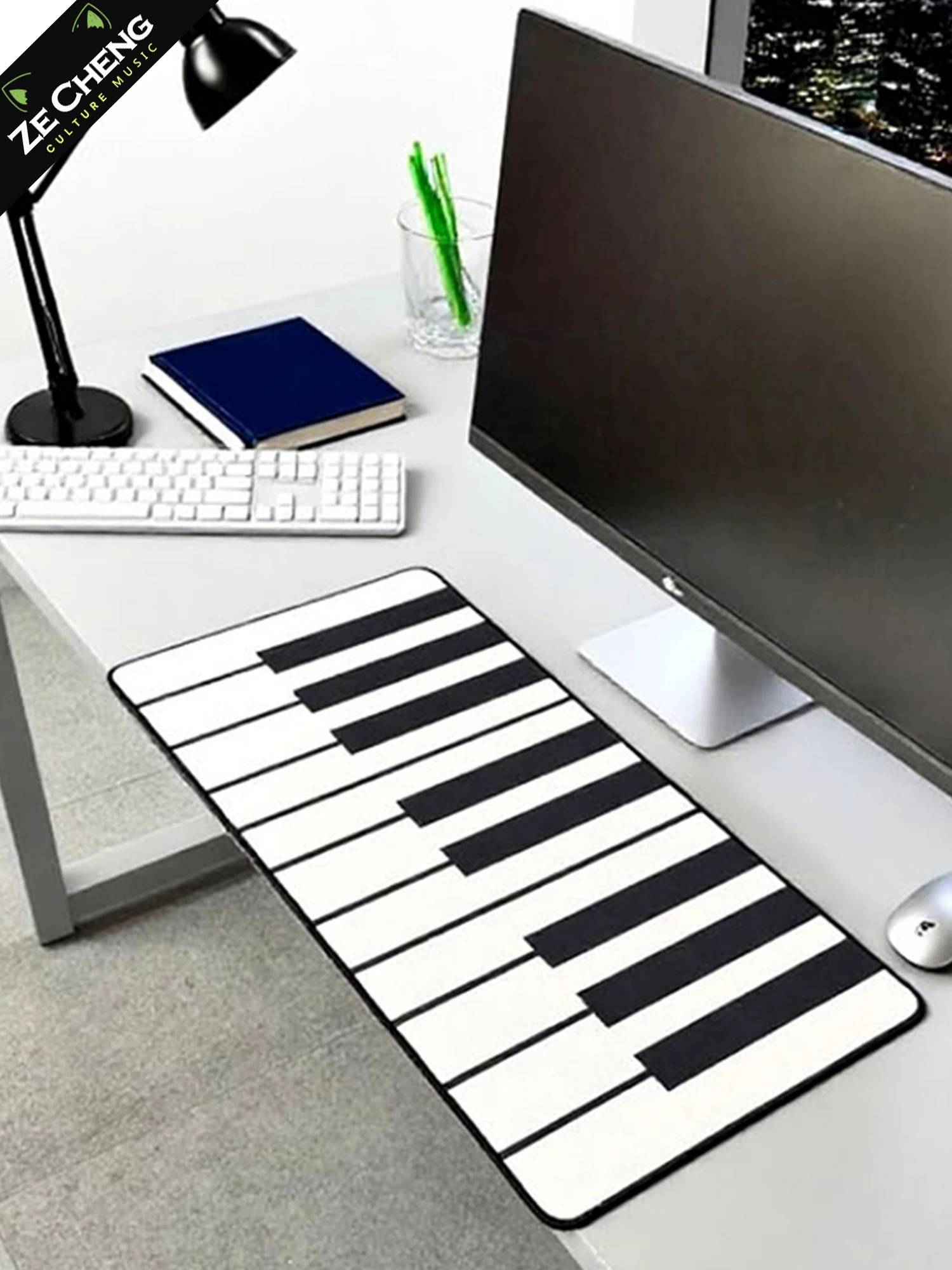 Music Themed Mouse Pad - Piano Key Design Office & Gaming Mat with Non-Slip Base