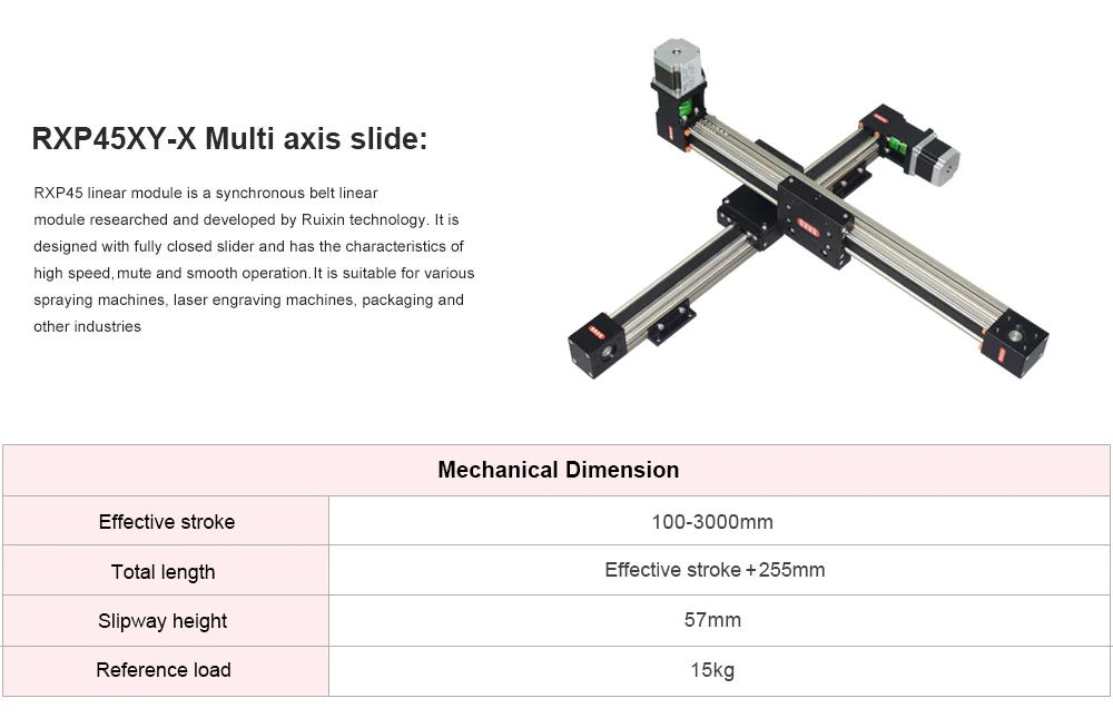 QRXQ XYZ-S/X 3D Printer Spraying Machine RXP45 Synchronous Belt Module Multi-axis Moving Slide Linear CNC Linear Guide