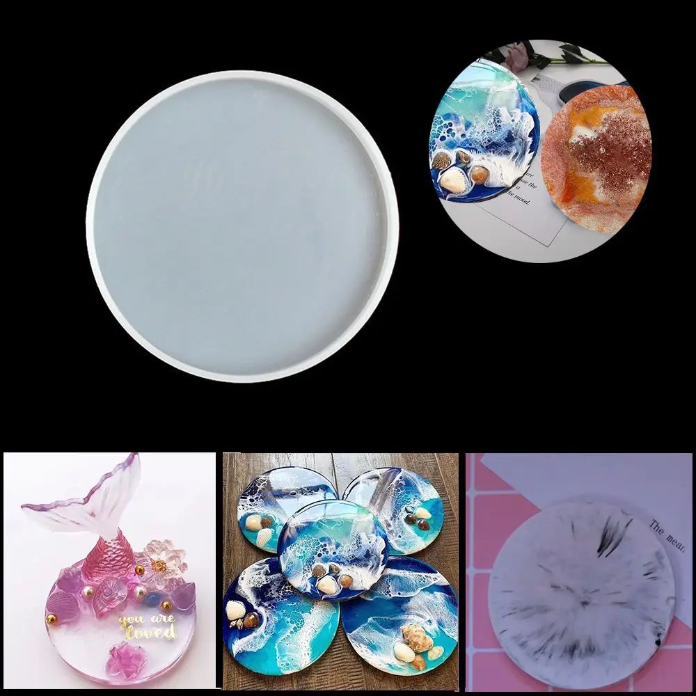 Transparent Fluid Arts Round Coaster Resin Casting Molds Silicone Epoxy Jewelry Pendant Agate Making Mould Tool DIY Accessories