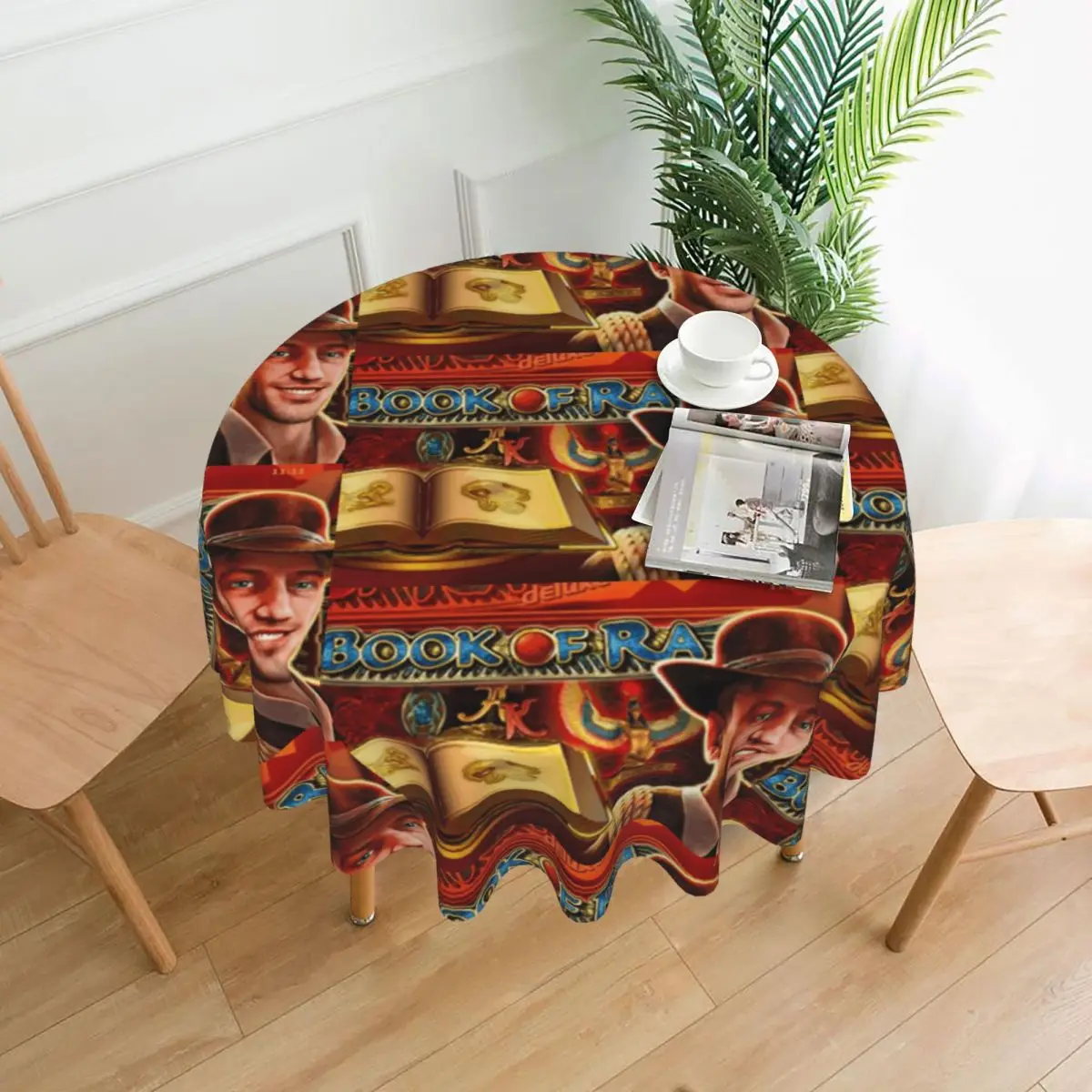 Book Of Ra Waterproof Round Tablecloth Oilproof Table Cloth for Kitchen Events Dining Table Cover 60 inches