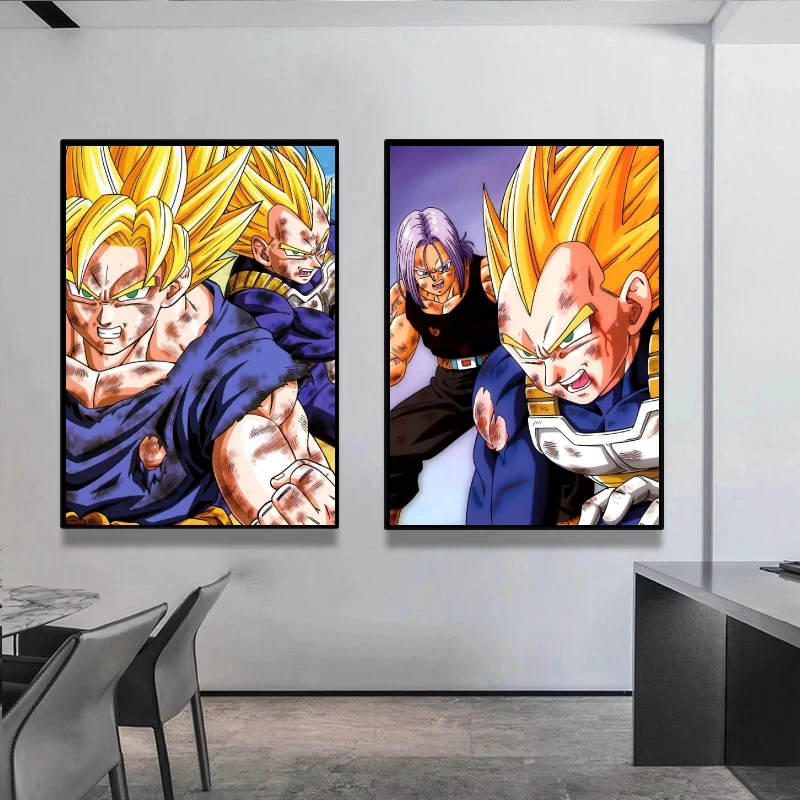 

Dragon Ball Goku Canvas Posters Living Room Hanging Decor Gifts Modular Painting Wall Art Kid Cartoon Character Picture Retro