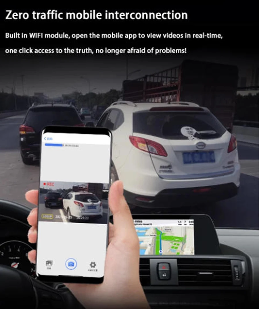 4K التوصيل والتشغيل لـ HongQi HS5 الإصدار المنخفض 2023 2024 سيارة واي فاي DVR مسجل فيديو داش كاميرا زاوية واسعة داشكام الصندوق الأسود #4