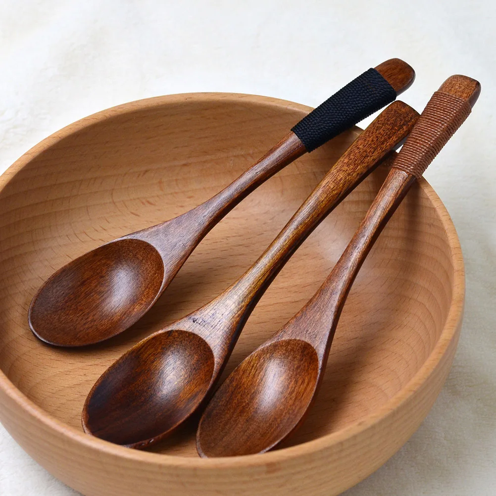 

4pcs Wooden Spoons Set For Kids Natural Wood Salad Cooking Tea Coffee Dessert Sugar Spoons Camping Hiking Travel Tableware