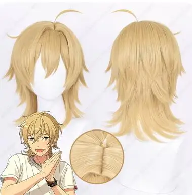 

Hakaze Kaoru Cosplay Wig 40cm Flax Golden Short Wigs Heat Resistant Synthetic Hair Simulated Scalp Wigs