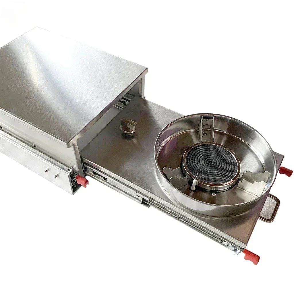 

Hot SalesSafety And Health Trailer Extractable Gas Stove With Storage Table External Kitchen Liquefied Petroleum