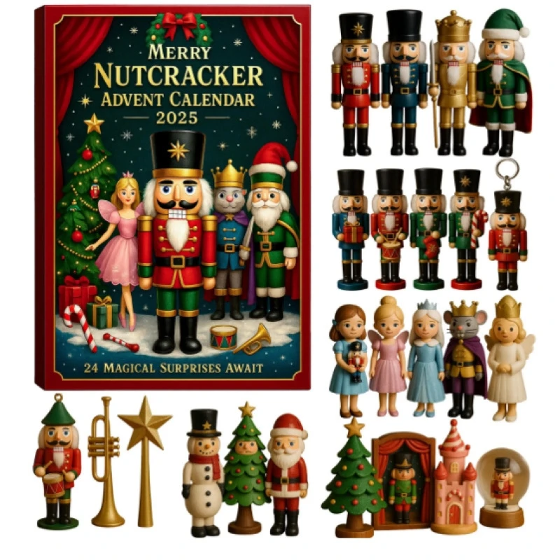 Nutcracker Christmas Countdown Calendar Blind Box Acrylic Hanging Ornament For Tree Decor Tabletop For Kids Couples Holiday Gift