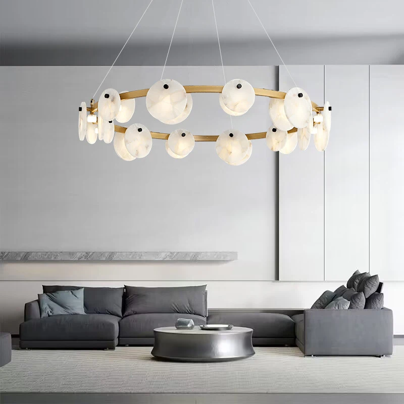 

AiPaiTe All Brass/Iron Marble Ring LED chandelier, chandelier, Living Room Light, Ceiling chandelier, Lamps for room