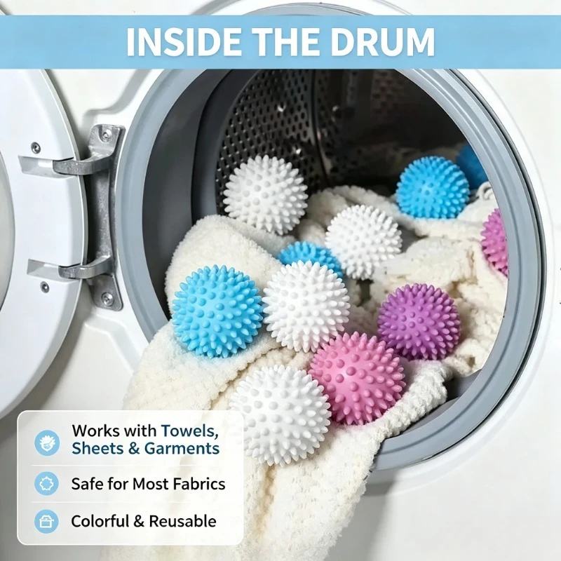 4/8/12Pcs Reusable Laundry Balls Gentle Cleaning Removes Dirt Hair Softens Clothes Prevents Tangling Durable PVC Mixed Colors image 3