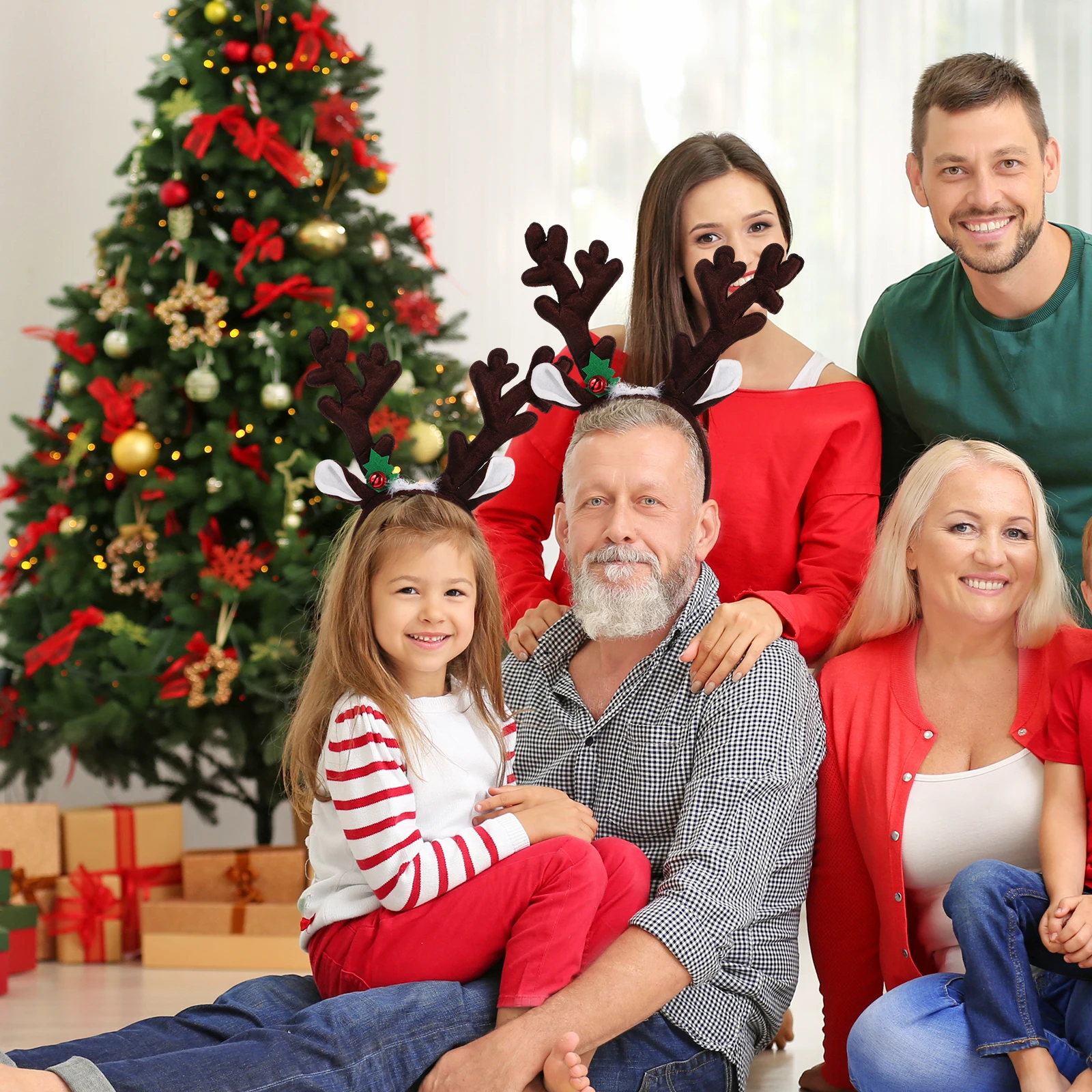 

2Pcs Antler Headb Christmas Decor Hair B Cartoon Costume Party nament Xmas Headdress Photography Prop Lightweight Comfortable
