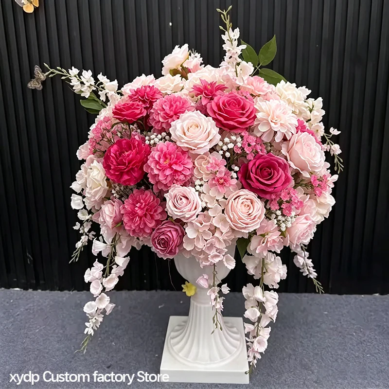 Hot Pink Blush Rose Hortensie Künstliche Tischblumenarrangement Tischdekoration Delphinium Hochzeit Party Bankett Esstisch Deko – Detail 8