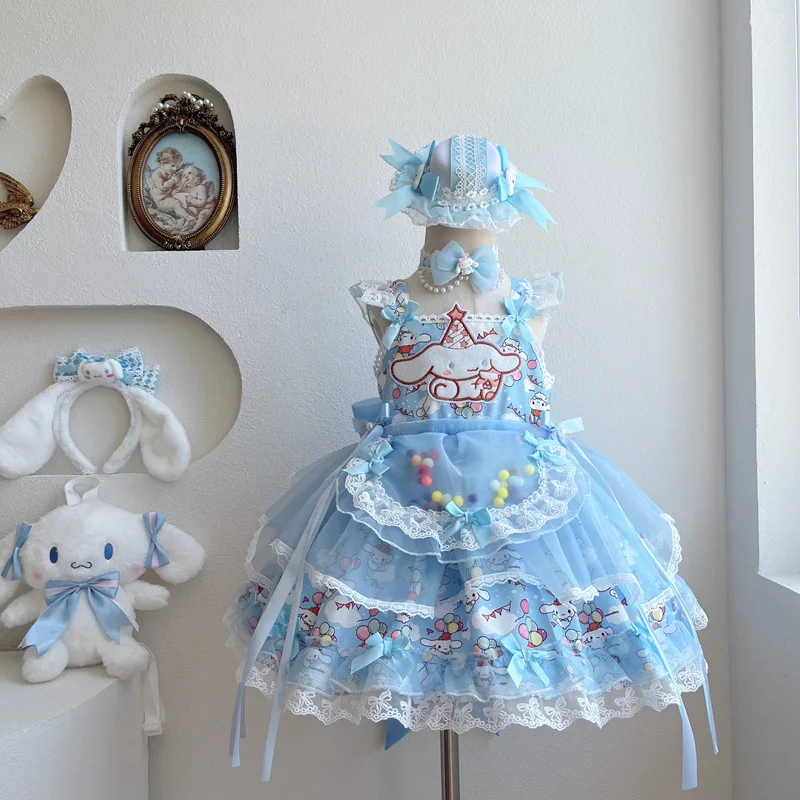 

Детское платье Лолиты в стиле аниме Cinnamoroll, милое платье принцессы для девочек, летнее платье-пачка с героями мультфильмов Kawaii, платье-пачка для дня рождения, подарок для ролевых игр