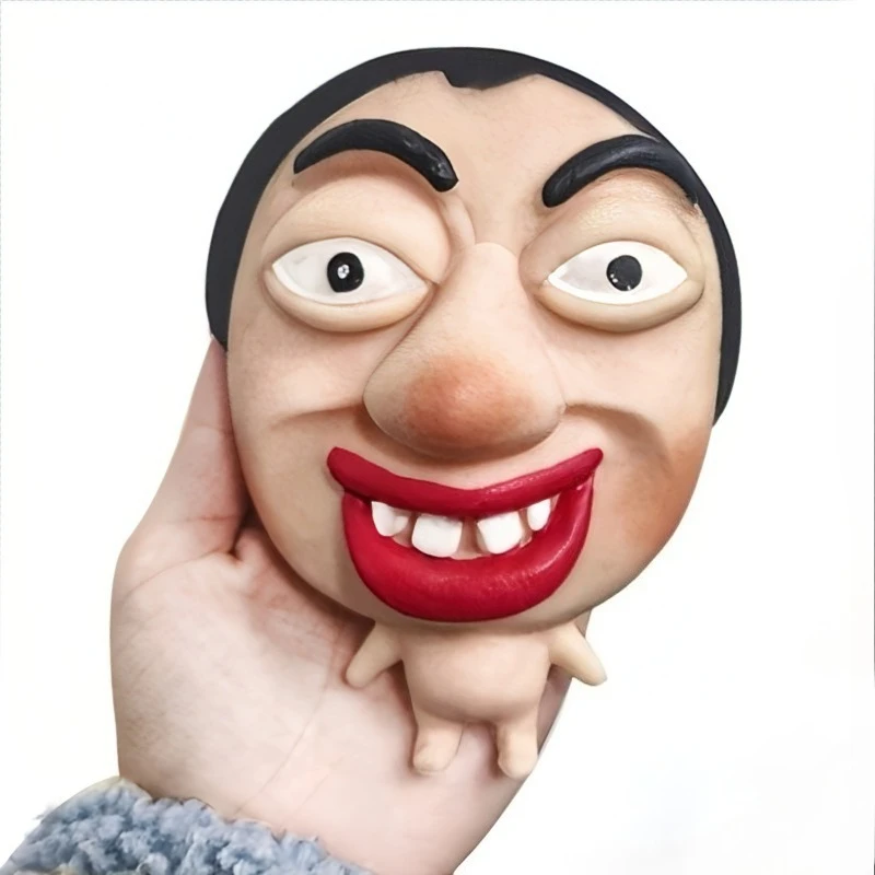 Cute Sensory Squeeze Toy Fun Big Face Shape TPR Soft Rubber Material Toy Slow Rebound Fidget Toy for Friends Stress Relief  Gift
