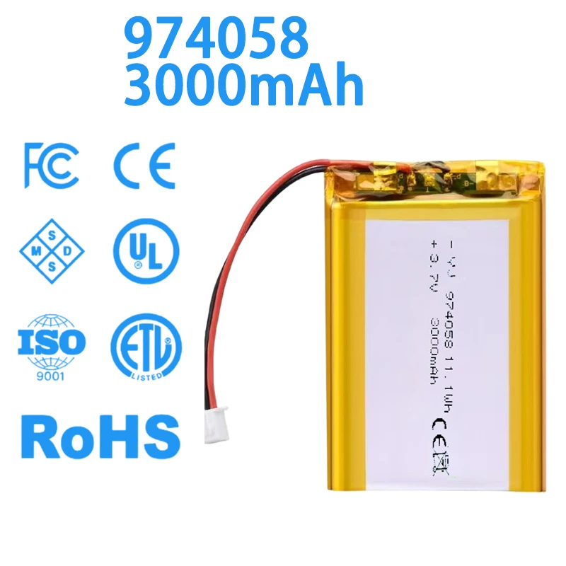 974058 3.7V 3000mAh Rechargeable Polymer Battery Designed for Portable Electronic Devices